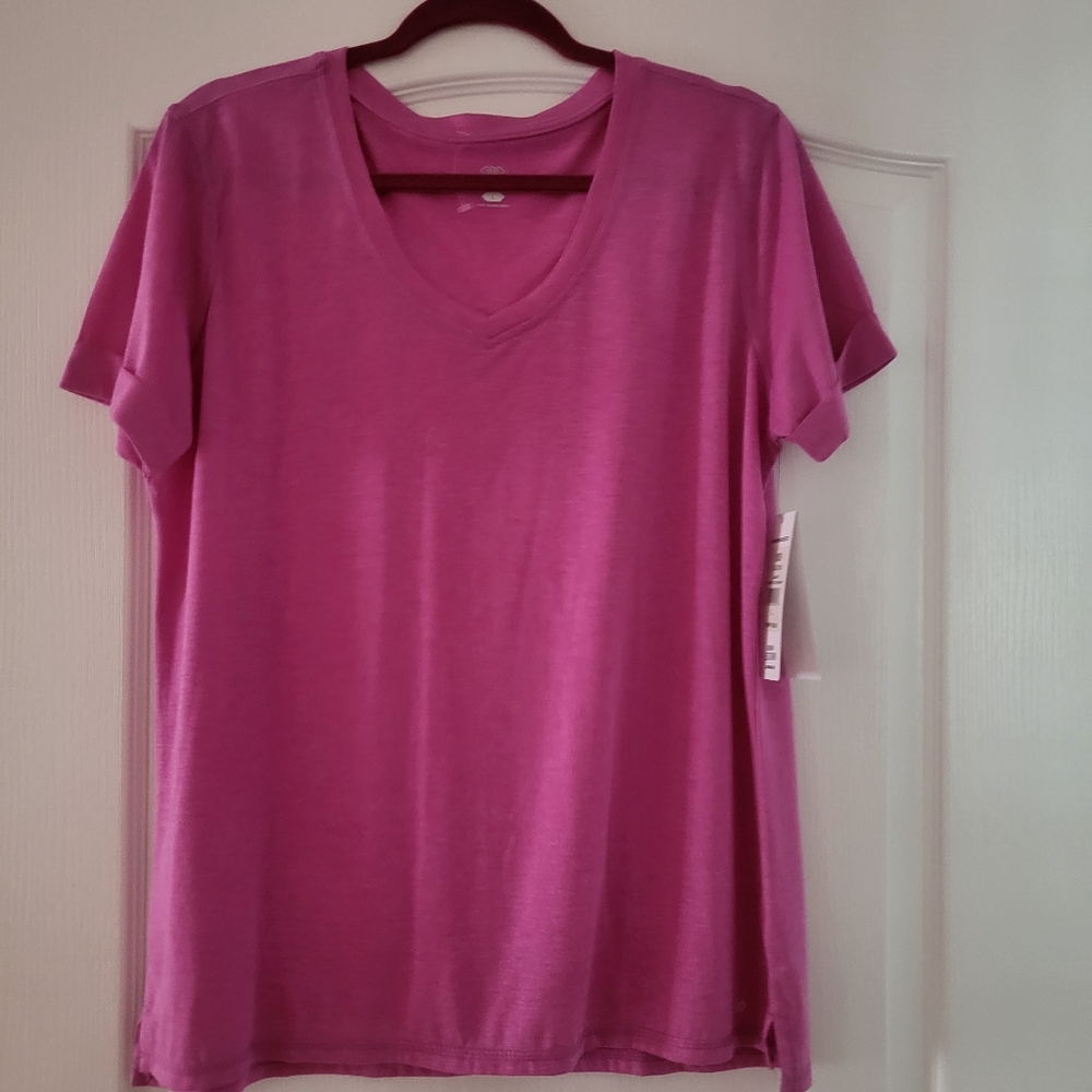 Reel Legends Pink V-Neck Short Sleeve Tee